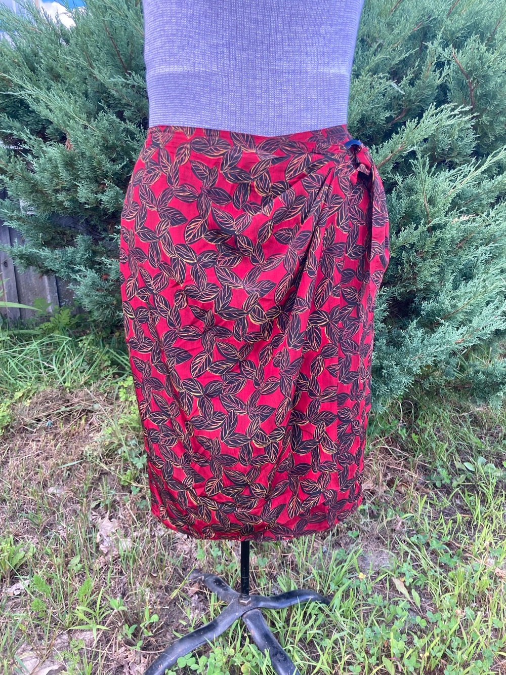 Vintage Linda Allard,Ellen Tracy Silk Wrap Sarong Skirt Botanical Print EUC 90’s